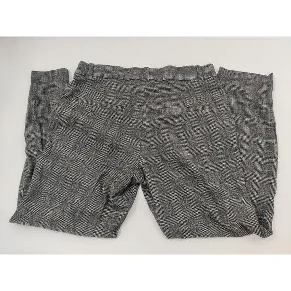 H&M Womens Plaid Trousers Size 12 Black White Houndstooth Elastic Waist - Picture 3 of 10